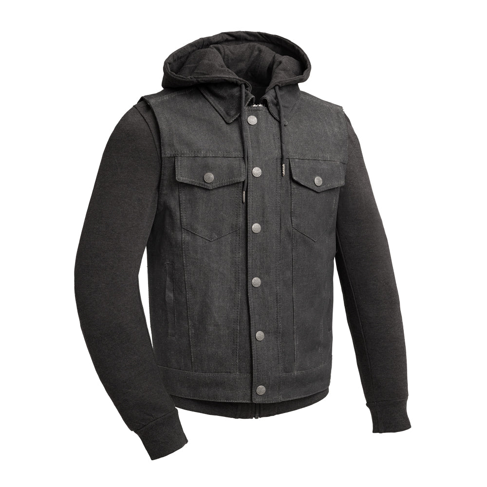 Rook - Men's Motorcycle Denim Vest Men's Denim Vest GARAGE SALE S Black Sweatshirt 