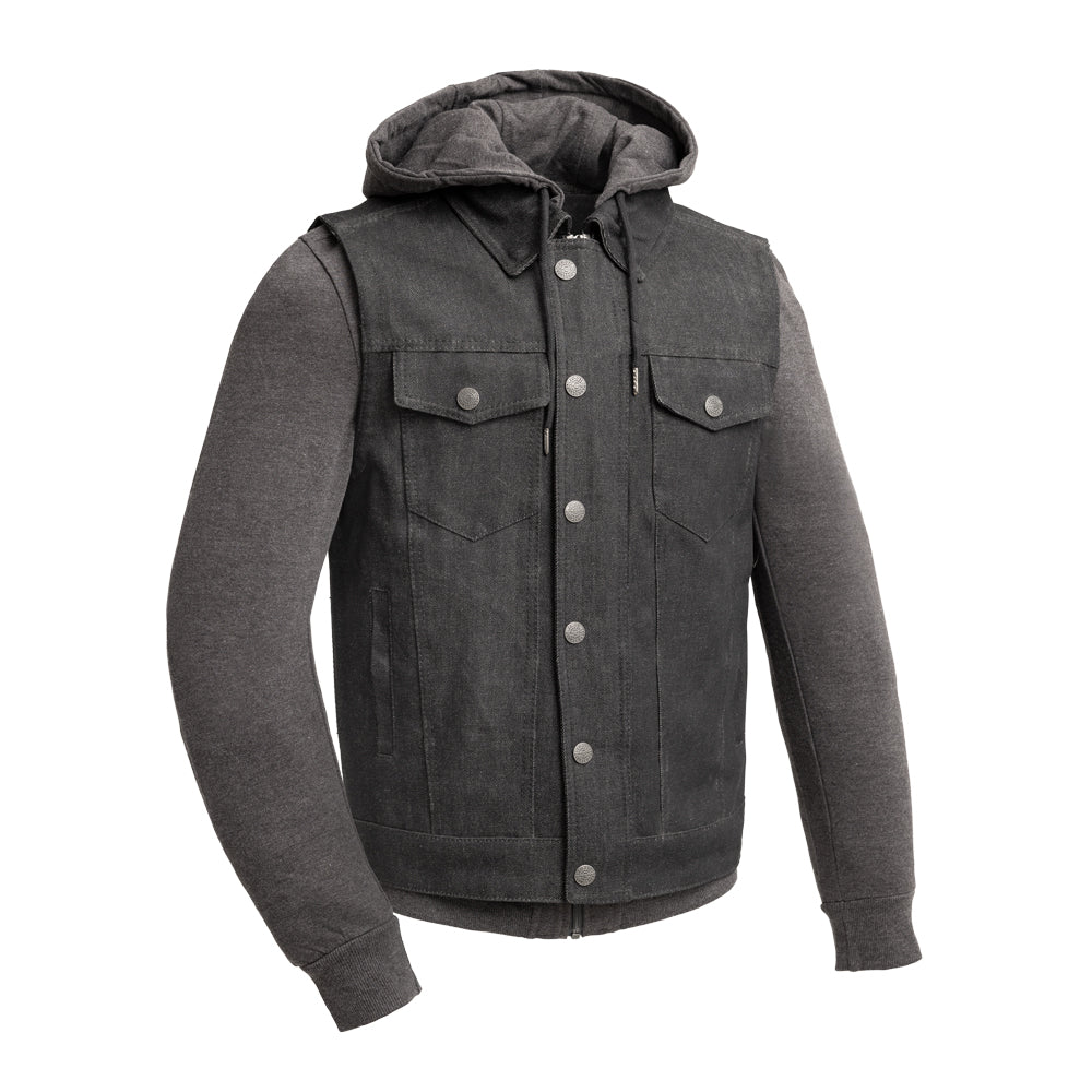 Rook - Men's Motorcycle Denim Vest Men's Denim Vest GARAGE SALE S Gray Sweatshirt 