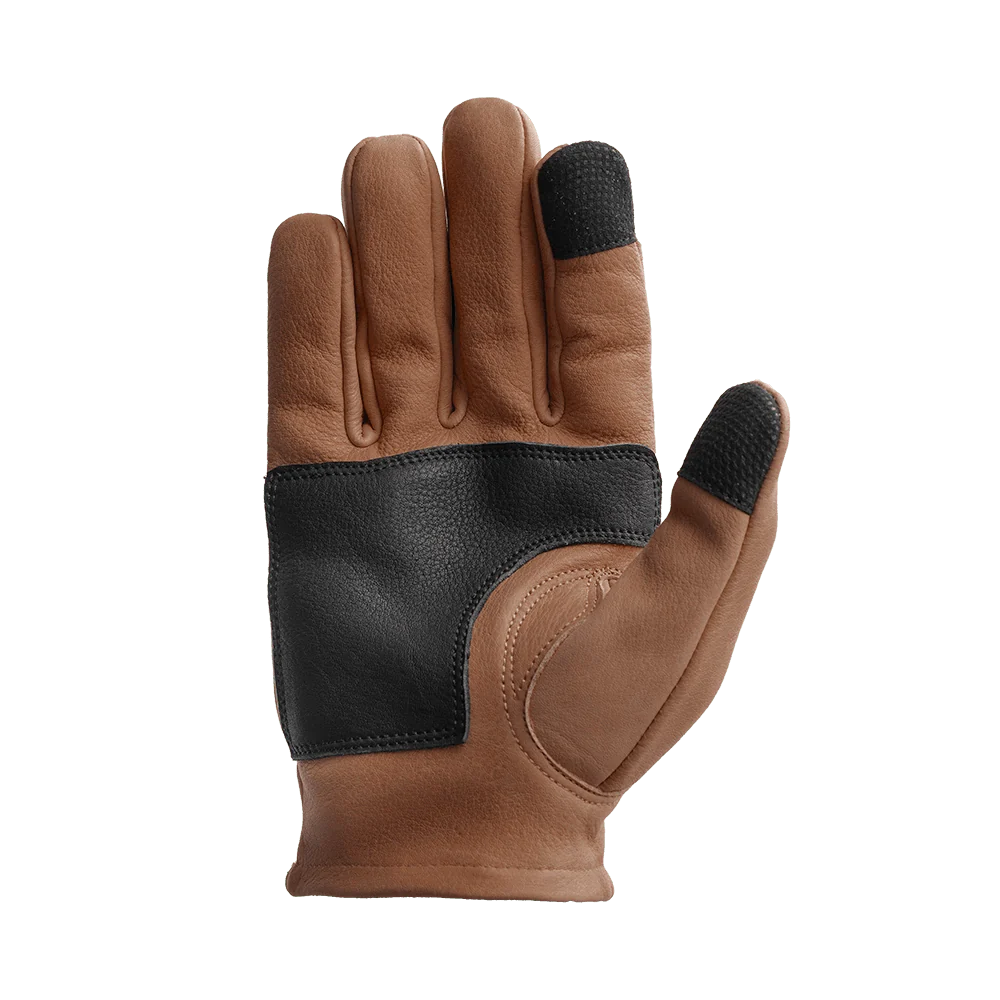 Roper DBL Palm Men's Motorcycle Leather Gloves Men's Gloves First Manufacturing Company Brown Black XS 
