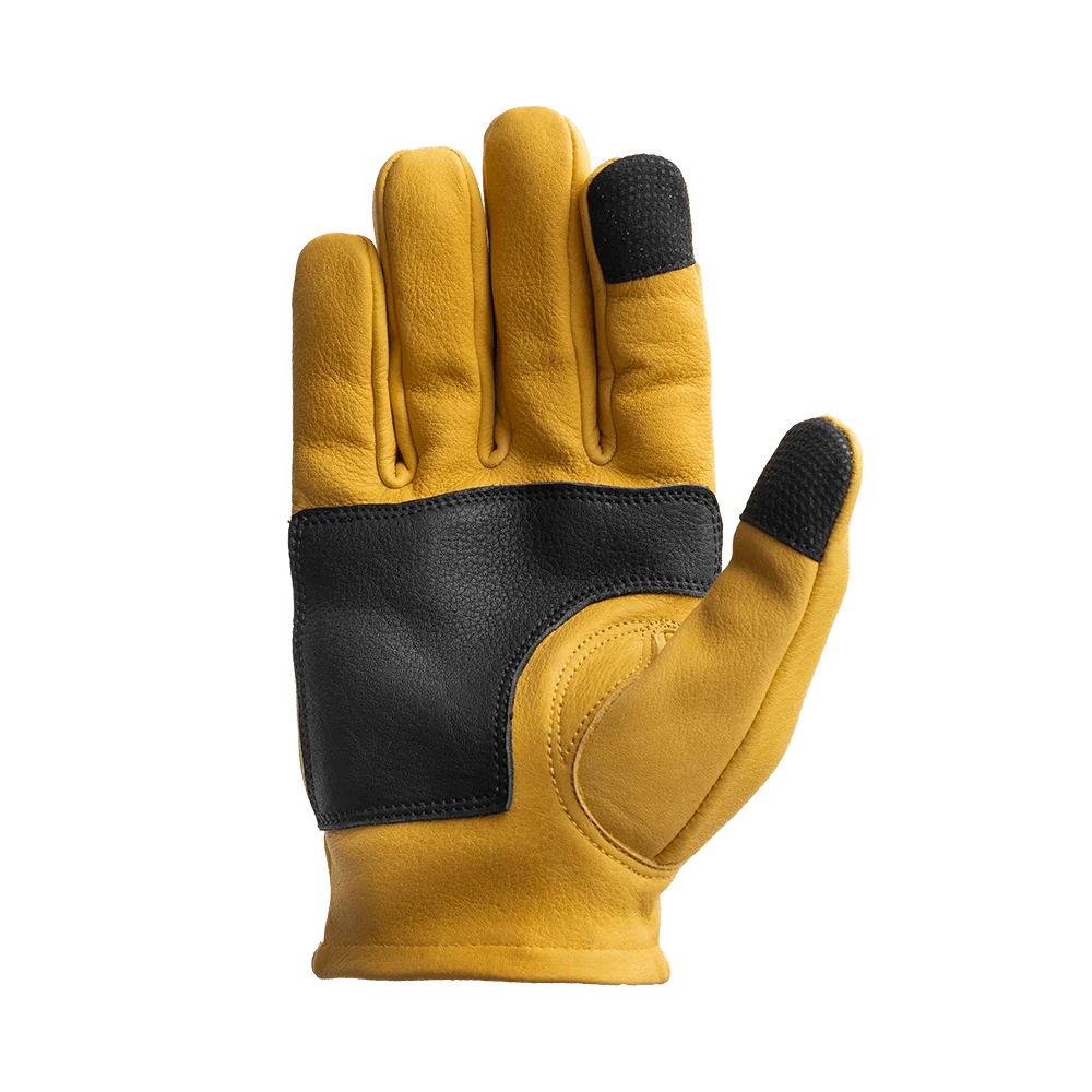 Roper DBL Palm Men's Motorcycle Leather Gloves Men's Gloves First Manufacturing Company Yellow Black XS 